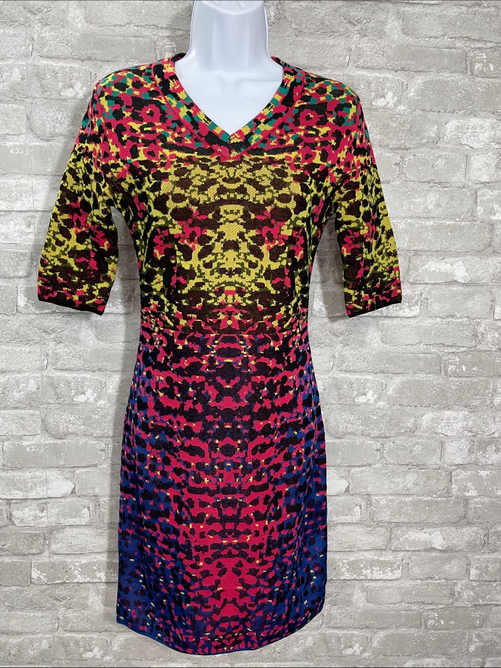 M Missoni Rainbow lizard-jacquard Pencil Knit Dress